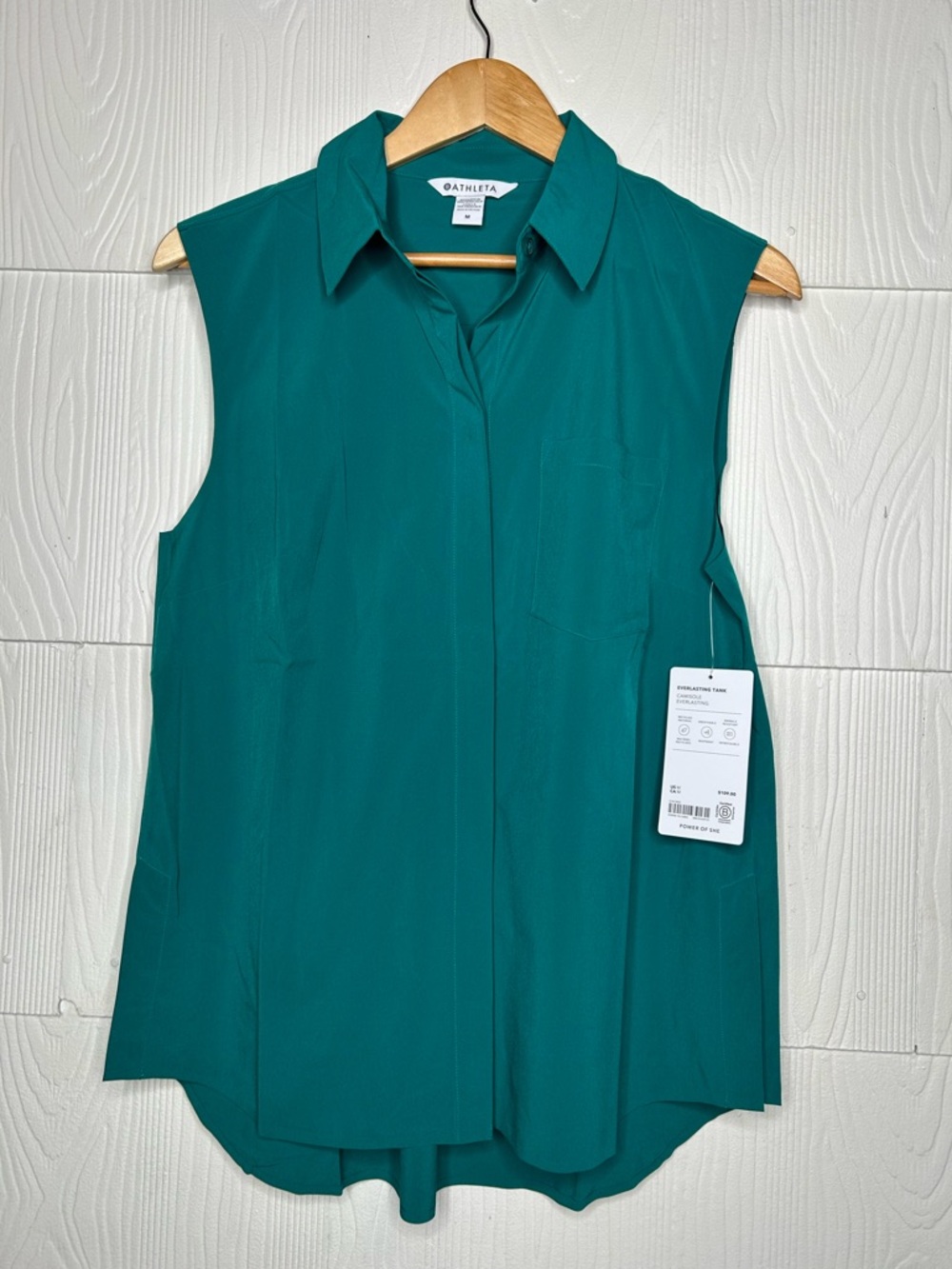 Athleta Teal Green Sleeveless Button-Down Blouse